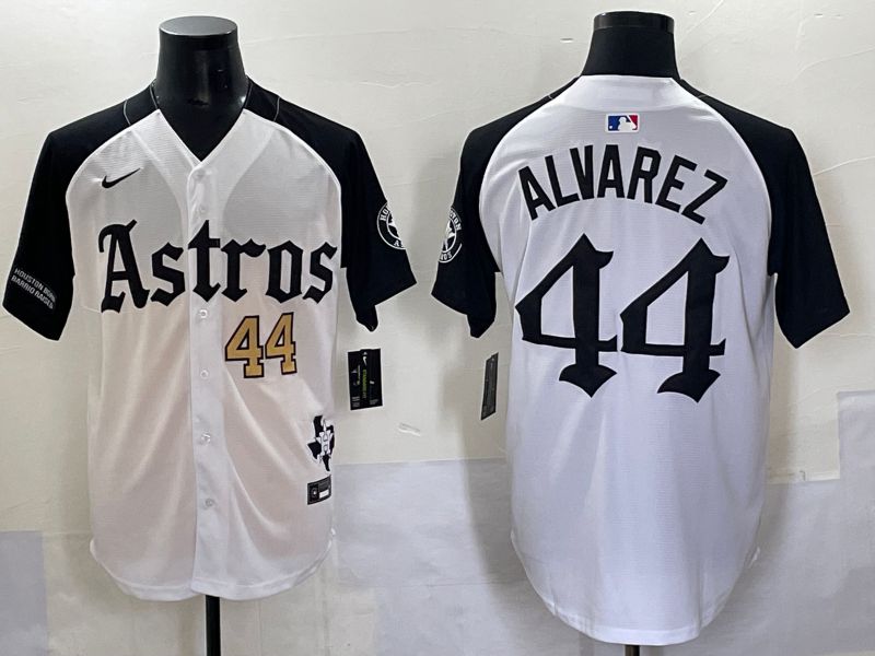 Men 2025 Houston Astros #44 Alvarez White Black Five generations Joint Name Nike MLB Jersey style 5->houston astros->MLB Jersey